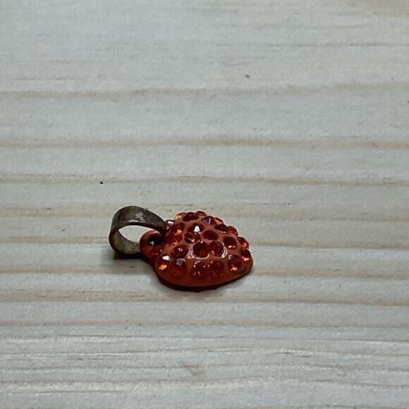 Heart-Shaped Red Pendant With Rhinestones - Picture 2 of 4